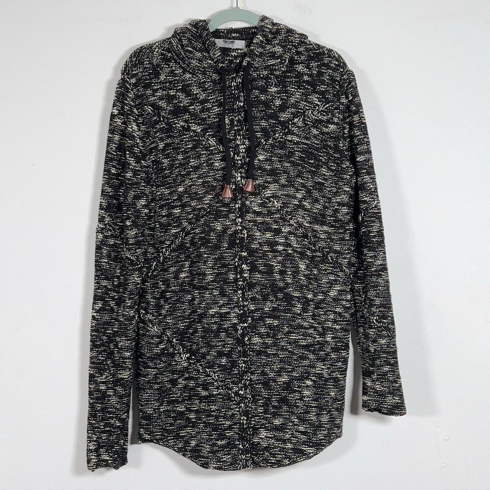 Leif Nelson Slim‎ Fit Pullover Hooded Sweater Mens Sz L Black Marled
